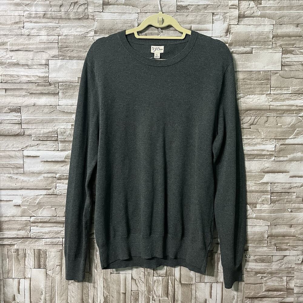 J Crew Sweater Mens Size Large Gray Cotton Crewneck Knit Pullover Casual NWT